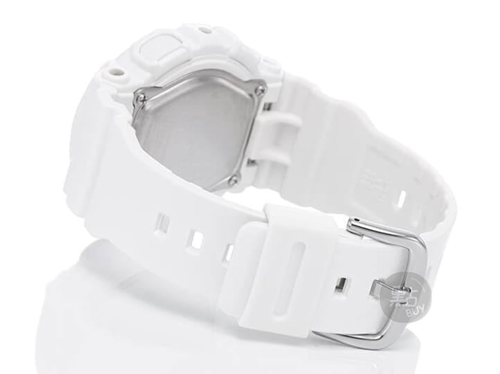 CASIO BA-112-7ADR BA-112 Series 白色手錶 - 後方斜角圖,展示錶背及錶扣