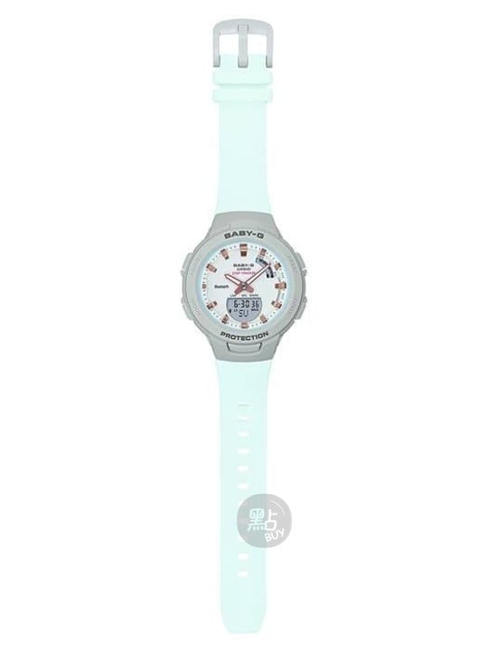 CASIO BSA-B100MC-8AER BABY-G - 全身圖,展示薄荷綠錶帶