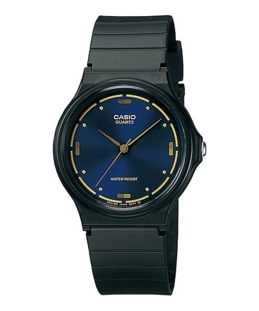 CASIO MQ-76-2ALDF Enticer 指針式黑藍錶盤男裝手錶 - 黑色錶款配海軍藍錶面,正面白色背景