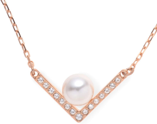 SWAROVSKI Edify Clear Crystal & Pearl Rose Gold Small Necklace #5186847