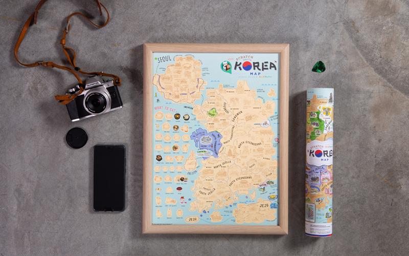 korea travel scratch map 韓國刮刮地體 刮刮樂 travel to korea tube size portable package