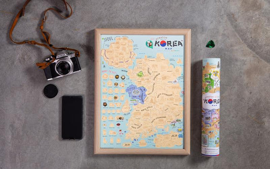 korea travel scratch map 韓國刮刮地體 刮刮樂 travel to korea tube size portable package