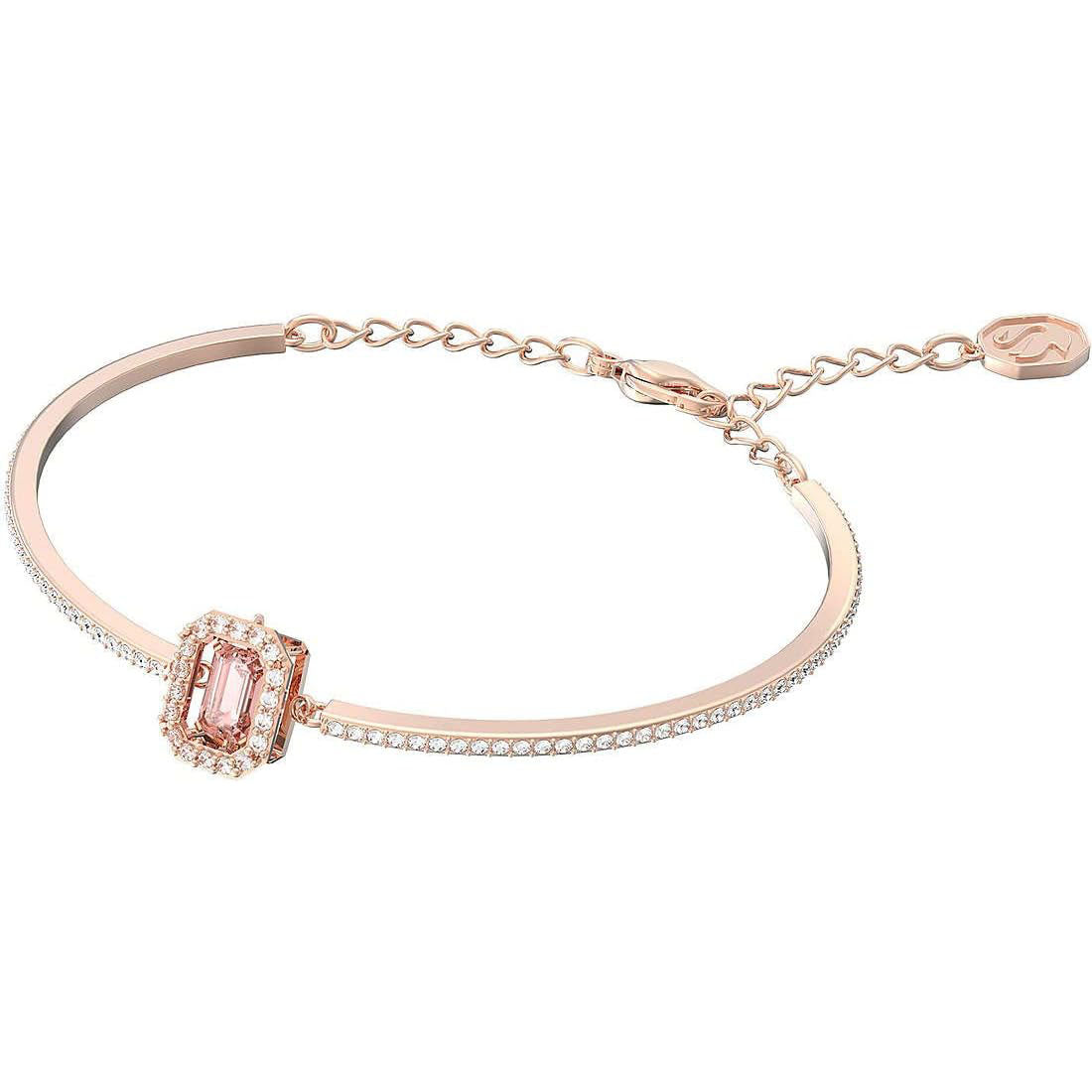 SWAROVSKI 5620555 Una 手鐲 八角形切割 密鑲 粉紅色 玫瑰金色調鍍層