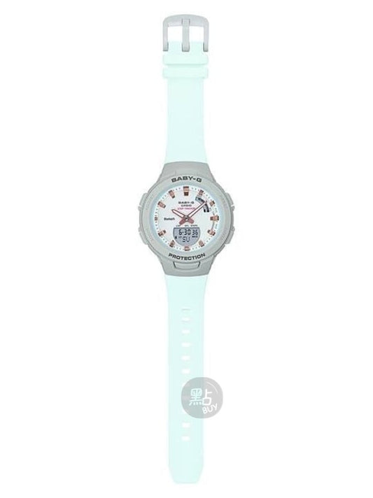 CASIO BSA-B100MC-8AER BABY-G - 全身圖，展示薄荷綠錶帶