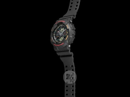 CASIO GA-140-1A4ER G-Shock 200M 防水 防震 - 手錶側面圖，黑色背景