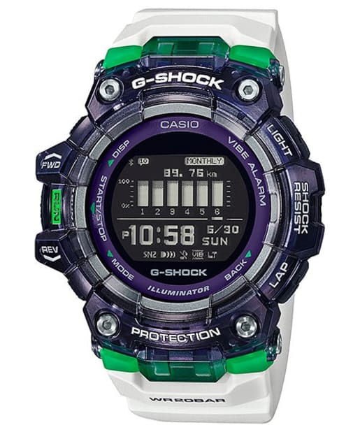CASIO GBD-100SM-1A7ER G-Shock 200M 防水 防震 - 運動電子錶，正面白色背景