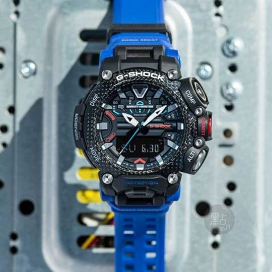 Casio GR-B200-1A2DR Master of G - Air Gravitymaster 手錶 - 金屬格柵背景斜角時尚生活照