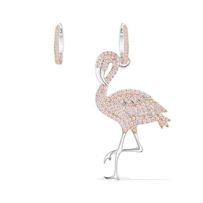 APM AE10582ORW Asymmetric Flamingo Earring And Hoop earring