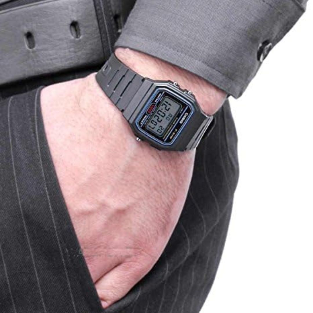 CASIO 標準微光黑色手錶 F-91W-1DG