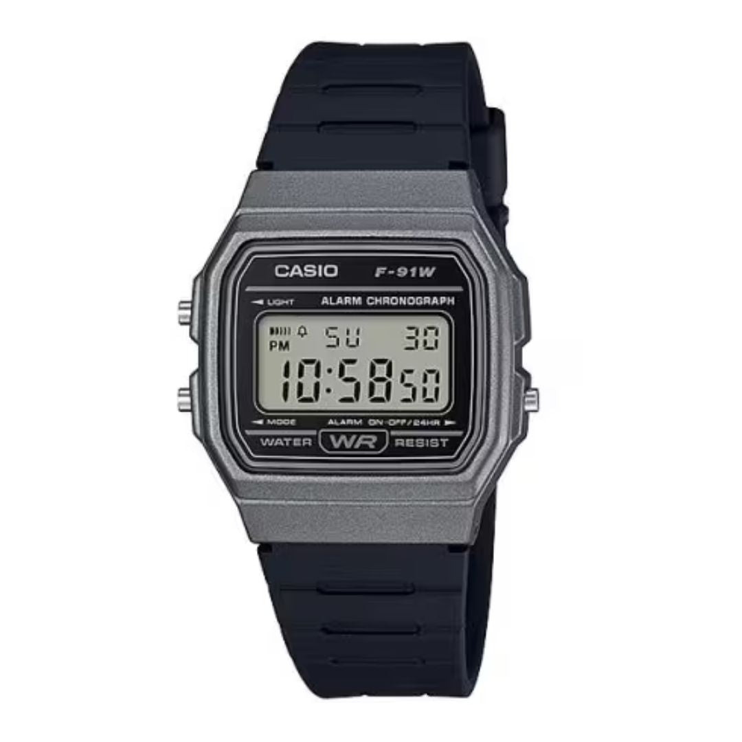 CASIO 黑色數碼手錶 F-91WM-1BDF