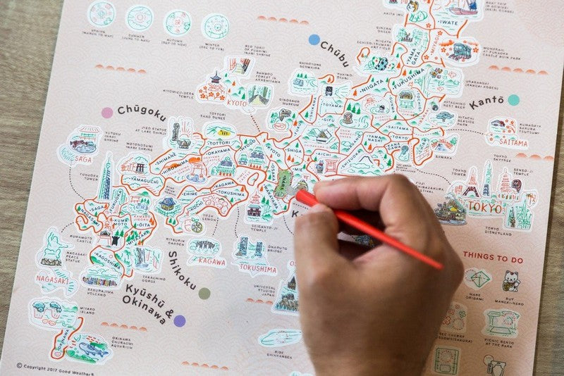 Japan Scratch Travel Map - Travel to Japan decoration stationery日本旅行刮刮地圖（內附刮刮片） pencil