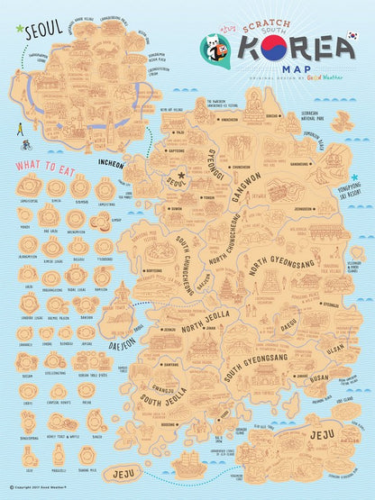 Korea Scratch Travel Map poster decoration- Travel to Korea 韓國旅行刮刮地圖（內附刮刮片）before