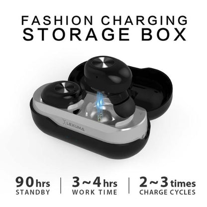 Lexuma XBud True Wireless TWS In-Ear Bluetooth Sports Earbuds earphone headphone  [With Charging Case] - black storge box