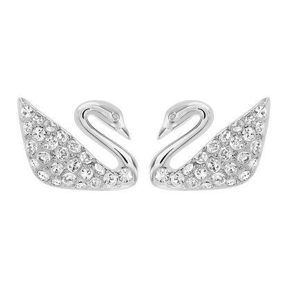 SWAROVSKI Swan Rhodium Plated & Clear Crystal Earrings #1116357