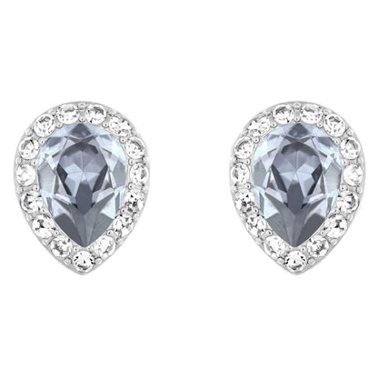 SWAROVSKI Christie Pear Rhodium with Blue & Clear Crystal Stud Earrings #5113783